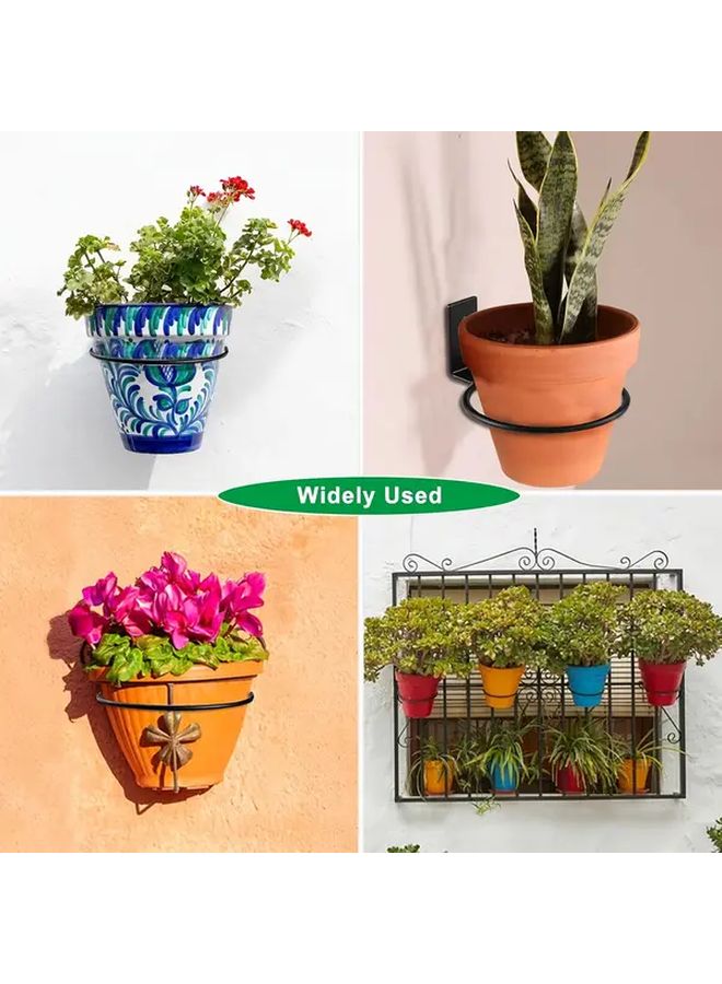 6Pcs 5 Inch Matte Black Metal Wall Hanging Flower Pot Holder Rings Set - Image 4